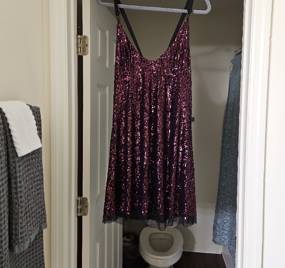 Purple Sequin Babydoll Dress for Night Out